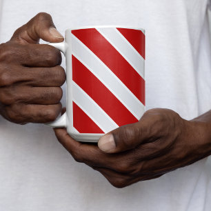 Rood-witte diagonale strepen tweekleurige koffiemok