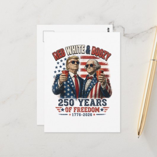 Rood Witte Drank Trump George Washington 250 Briefkaart (Voorkant / Achterkant in situ)