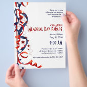 Rood witte en blauwe linten en sterren flyer (Hand)