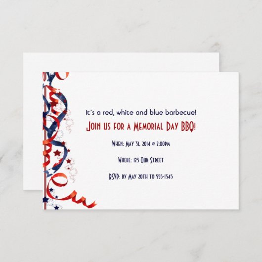 Rood witte en blauwe linten en sterren kaart (Voorkant / Achterkant)