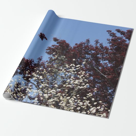 Rood witte en blauwe Natuur Gift Wrap Cadeaupapier (Uitgerold)