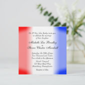 Rood-witte en blauwe streep-bruiloft uitnodigingen (Staand voorkant)