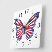 Rood witte en blauwe vlinderklokklok vierkante klok (Hoek)
