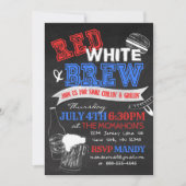 Rood Witte en Brouw Krijtbord Feest Uitnodigingen (Voorkant)