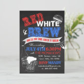 Rood Witte en Brouw Krijtbord Feest Uitnodigingen (Staand voorkant)