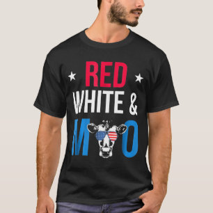 Rood-witte en Moo-patriottische Amerikaanse vlagge T-shirt