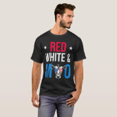 Rood-witte en Moo-patriottische Amerikaanse vlagge T-shirt (Voorkant volledig)