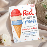 Rood Witte en Twee Ijsje Verjaardagsuitnodiging