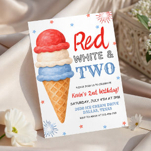 Rood Witte en Twee Ijsje Verjaardagsuitnodiging Kaart