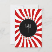Rood & Witte Fantasievolle Strepen Feest Tafel Num Kaart (Voorkant)