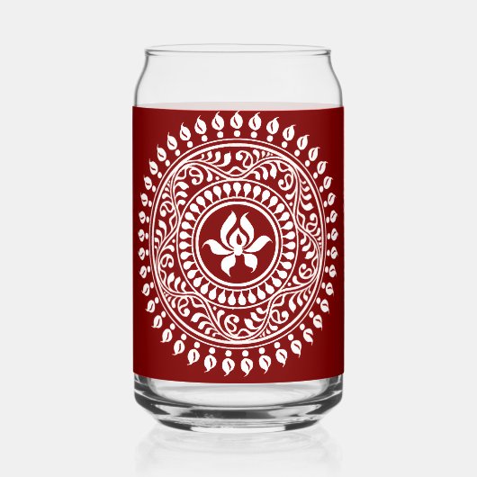 Rood & Witte Festieve Rangoli Blikvorm Glas (Voorkant)
