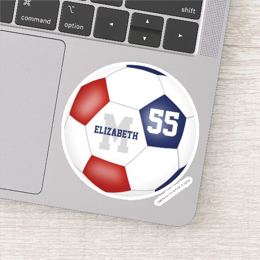 rood-witte gepersonaliseerde voetbal sticker (Detail)