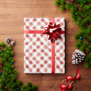 Rood Witte Geruite Strepen Kerst Cadeaupapier