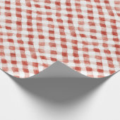 Rood Witte Geruite Strepen Kerst Cadeaupapier (Hoek)