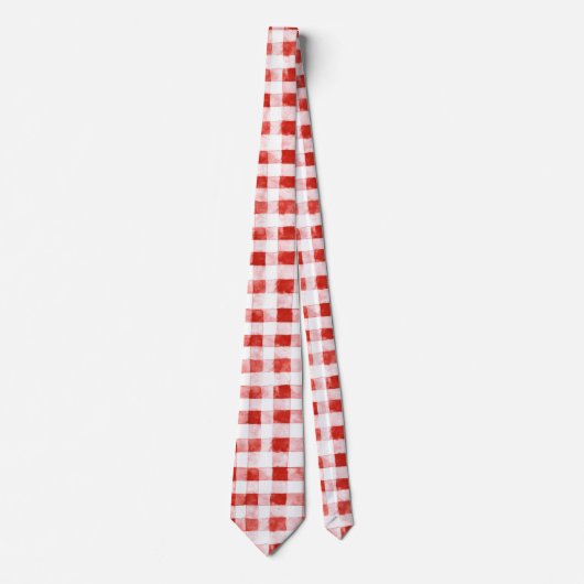 Rood Witte Geruite Strepen Stropdas (Voorkant)