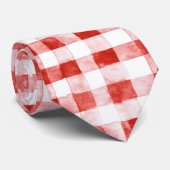 Rood Witte Geruite Strepen Stropdas (Opgerold)