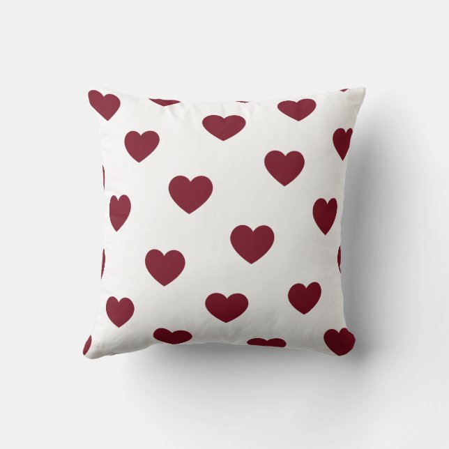 Rood Witte Gezellige Moderne Romantische Chic Hart Kussen (Achterkant)