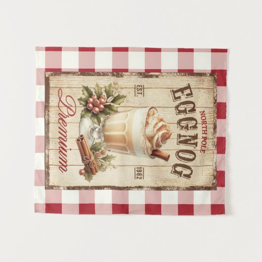  rood-witte gingham Noordpool Eggnog Wandkleed (Voorkant (horizontaal))