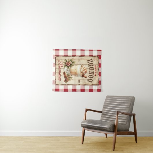  rood-witte gingham Noordpool Eggnog Wandkleed (In Situ (horizontaal))