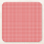 Rood-witte Gingham-PULP PAPIER DRINK COASTERS Kartonnen Onderzetters (Voorkant)