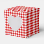Rood-witte Ginham-PARTIJ FAVOR BOX, q hart Bedankdoosjes (Voorkant Zijde)