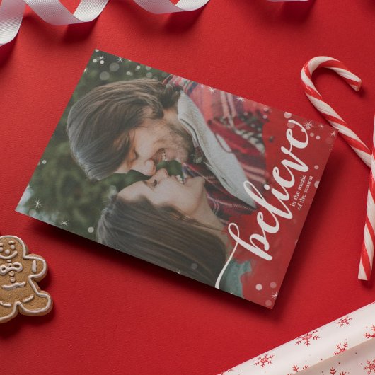 Rood & Witte Glitter Geloof in de Magie Kerstmis Kaart