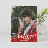 Rood & Witte Glitter Geloof in de Magie Kerstmis Kaart (Staand voorkant)