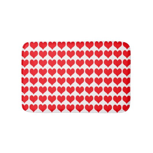 Rood Witte Hartjes Patroon Badmat (Voorkant)