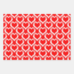 Rood Witte Hartjes Patroon Inpakpapier Vel