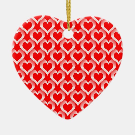 Rood Witte Hartjes Patroon Keramisch Ornament (Voorkant)