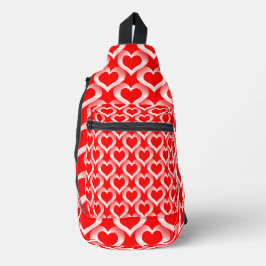 Rood Witte Hartjes Patroon Sling Bag