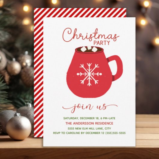 Rood Witte Hete Cacao Kerstfeest Kaart