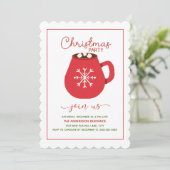 Rood Witte Hete Cacaogegolfde Kerstfeest Kaart (Staand voorkant)