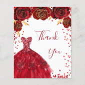 Rood witte jurk bloemenverjaardag bedankt (Voorkant)