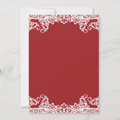 Rood & Witte Kant Elegante Chique Bruidsdouche Kaart (Achterkant)