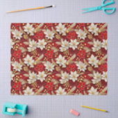 Rood Witte Kerst Florale Patroon#17 ID1009 Tissuepapier (Craft)