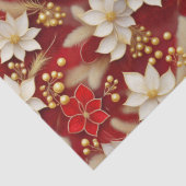 Rood Witte Kerst Florale Patroon#17 ID1009 Tissuepapier (Detail)