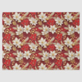 Rood Witte Kerst Florale Patroon#17 ID1009 Tissuepapier (Voorkant)