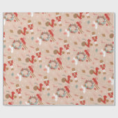 Rood-witte kerst Nutcracker-eekhoornmuis Cadeaupapier (Vlak)