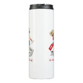 Rood witte kerst Sneeuwsneeuw Cute Thermosbeker (Achterkant)