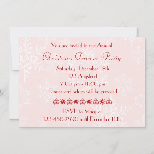 Rood-witte kerstavond Uitnodiging Kaart (Achterkant)