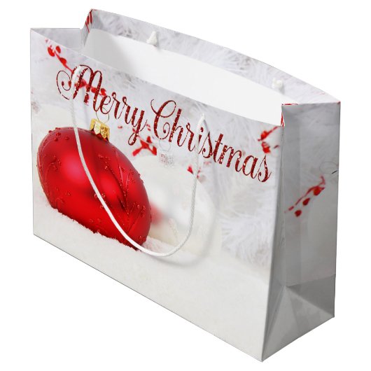 Rood-witte kerstfeestdag, vrolijk kerstfeest groot cadeauzakje (Achterkant Gekanteld)