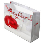 Rood-witte kerstfeestdag, vrolijk kerstfeest groot cadeauzakje (Voorkant Gekanteld)