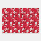 Rood-witte kerstkaarsen Roos Holiday Inpakpapier Vel (Voorkant 3)