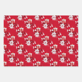 Rood-witte kerstkaarsen Roos Holiday Inpakpapier Vel