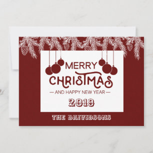 Rood Witte Kerstmis & Gelukkig Nieuwjaar Den Feestdagenkaart