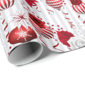 Rood-witte kerstsierfeestdag Rozen Cadeaupapier (Rol Hoek)