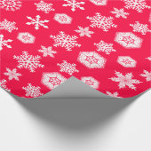 Rood-witte kerstsneeuw cadeaupapier (Hoek)