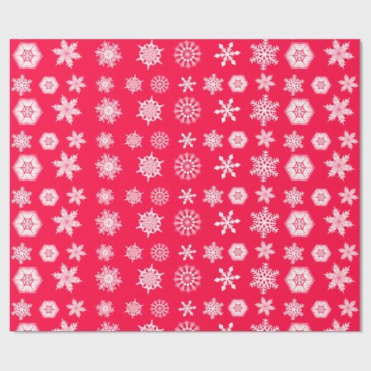 Rood-witte kerstsneeuw cadeaupapier (Vlak)