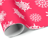 Rood-witte kerstsneeuw cadeaupapier (Rol Hoek)